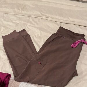 Figs Taupe Jogger Pants with Pink Accents